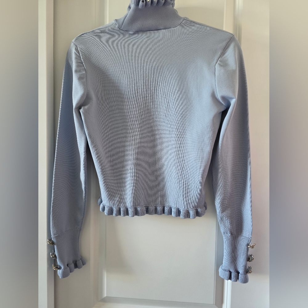 Women's Light Blue Ruffled Top - Picture 2 of 16